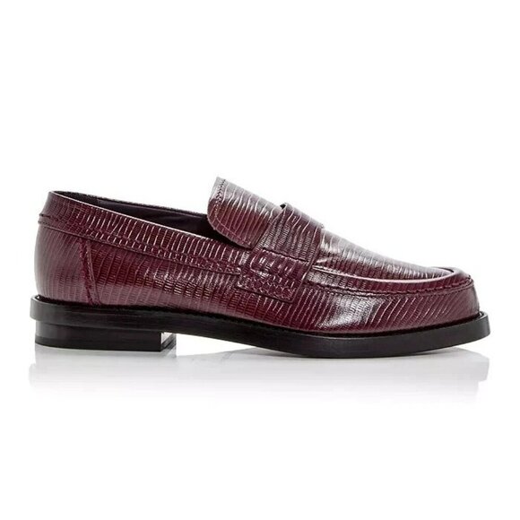 Alexander McQueen Men’s Jupiter Leather Moccasins Burgundy Size 46 (MSRP $990) main image 9